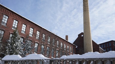 The exterior of a historic brick building