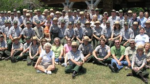 Rangers and park staff lined up for a photograph
