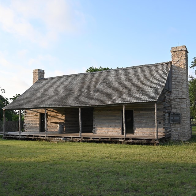 1860s cabin, built of wood and stone.