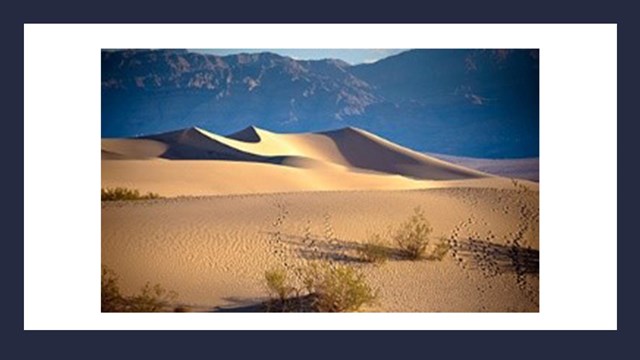 Sand dunes in front of a mountain