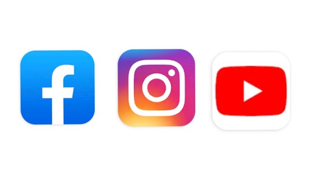Icons for facebook, instagram and youtube