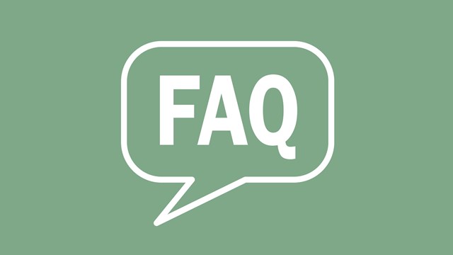 The letters FAQ on a mint green background.