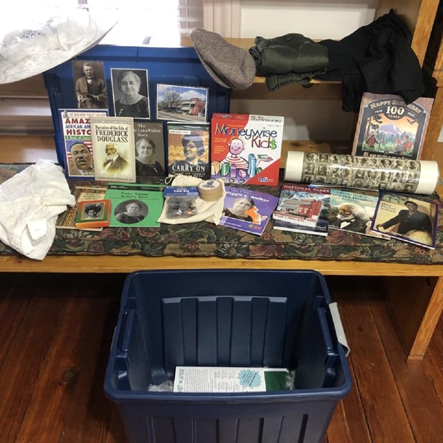 A Maggie L. Walker NHS Traveling trunk materials on display