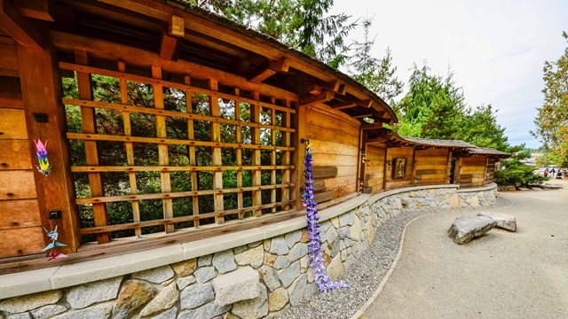 View of the Bainbridge Island wooden memorial.