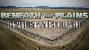 film title over a plains landscape with a missile silo.