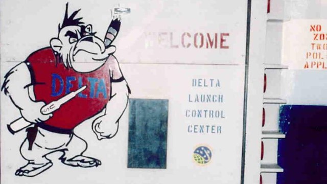 1982 Image of the Delta-01 blast door, showing the "Delta Dog"