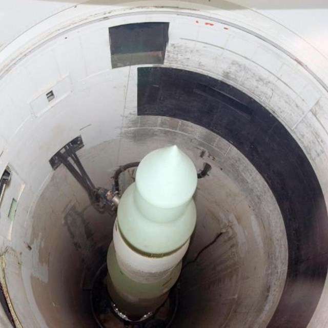 View from above of a missile in its silo