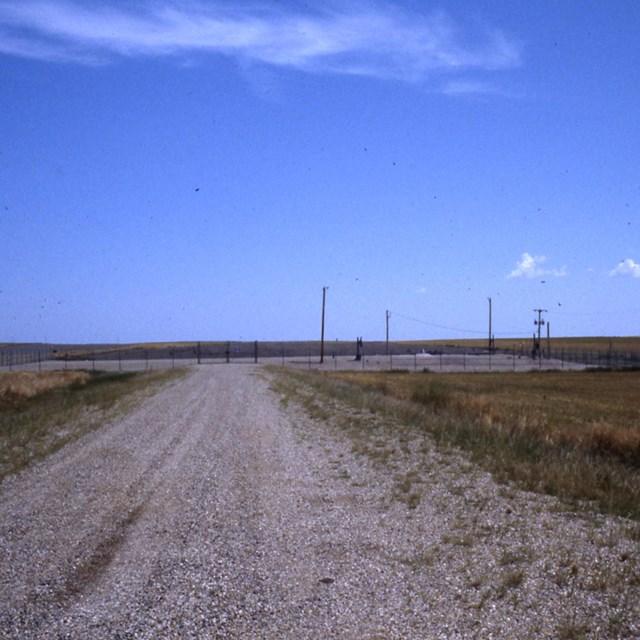 1980s photo of a silo fence enclosure on the South Dakota prairie