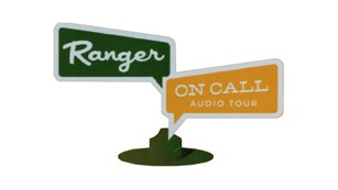 The Ranger on Call logo consisting of a park ranger hat and signpost.