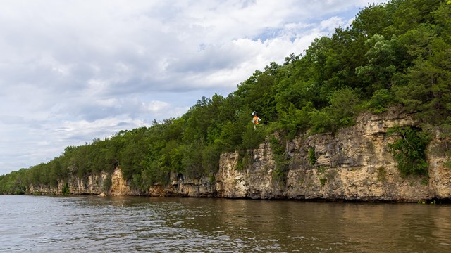The limestone bluffs by Grey Cloud Island