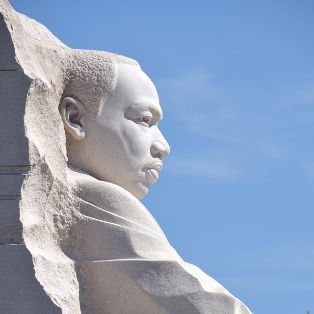 Profile of statute of Martin Luther King Jr.'s head