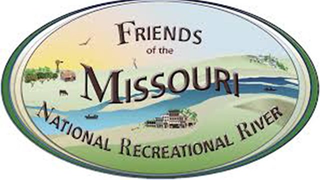 logo showing the river, grass, wildlife, a boat, a town and the words friends of the MNRR