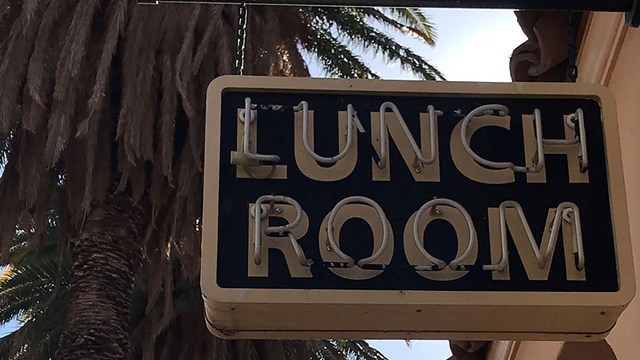 Historic Lunch Room Sign at Kelso Depot