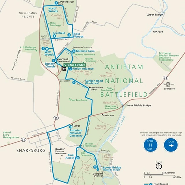 Antietam National Battlefield Tour Map