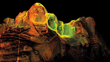 Image of Mount Rushmore created from digital scan data.