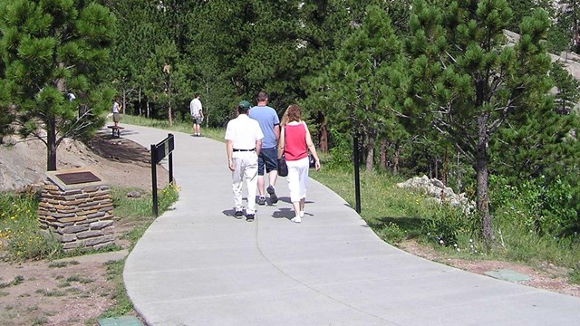 Visitors starting out on the Presidential Trail.