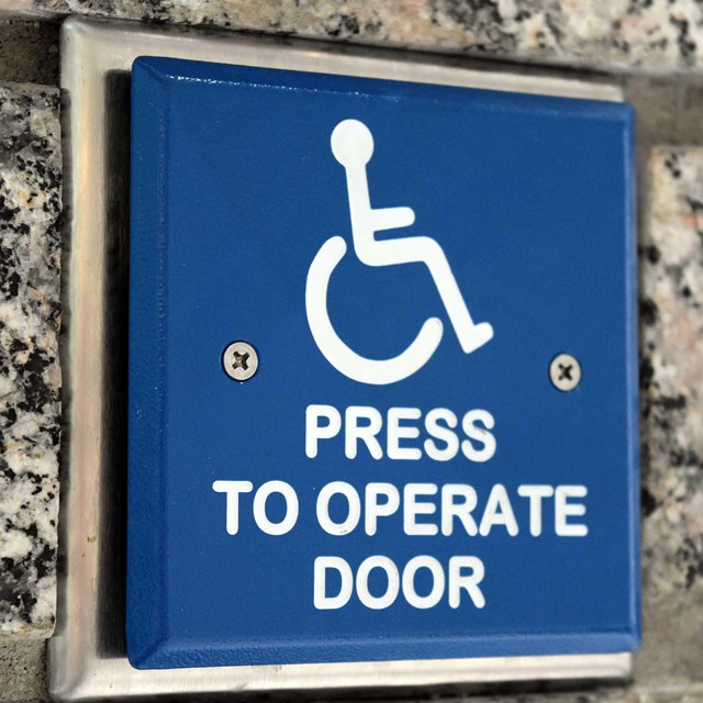 Image of an automatic door button at Mount Rushmore National Memorial