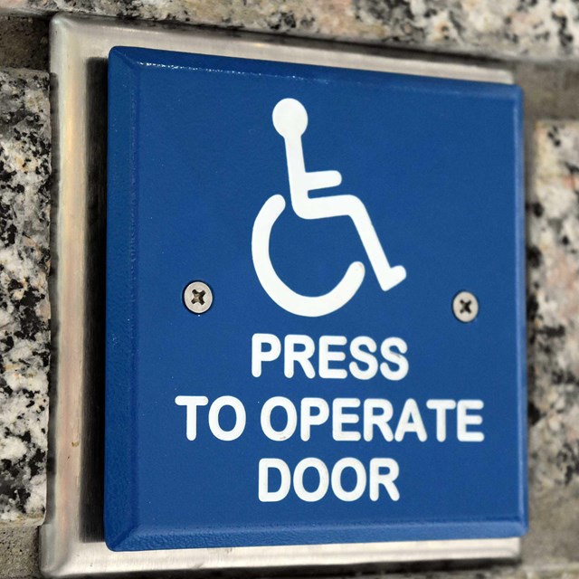 Image of an automatic door button at Mount Rushmore National Memorial