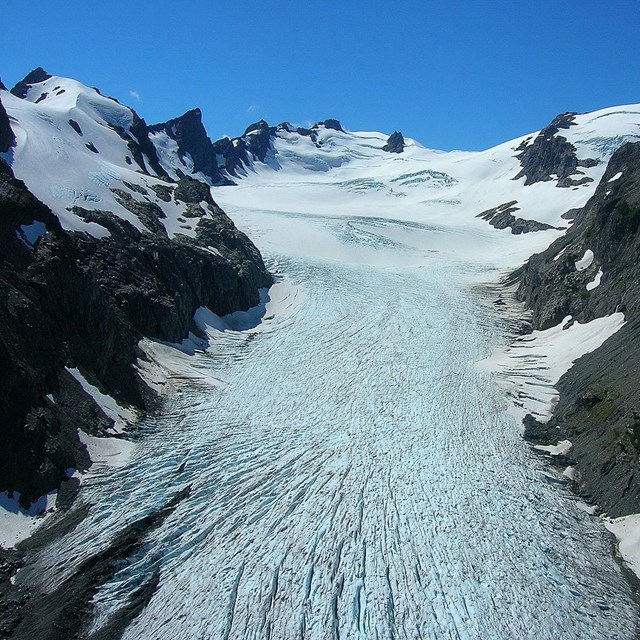 A glacier, seen from downslope.