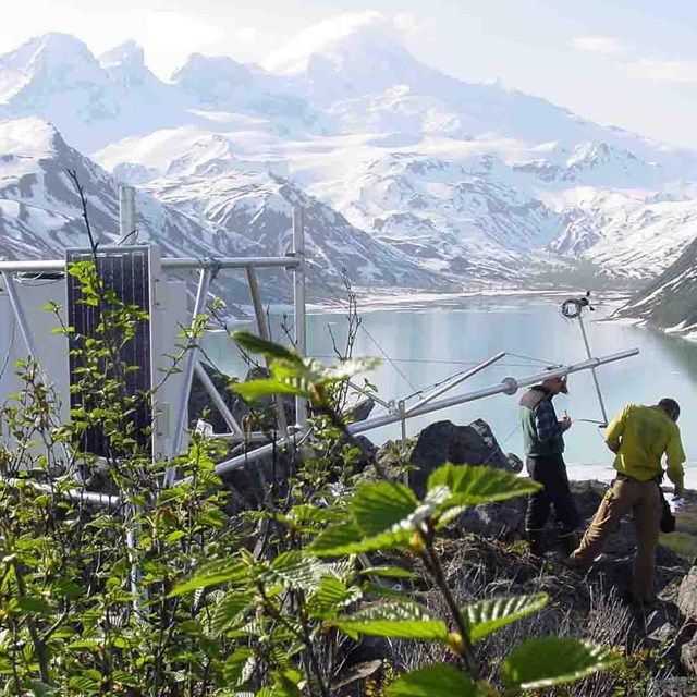 A weather station installed high in the mountains.