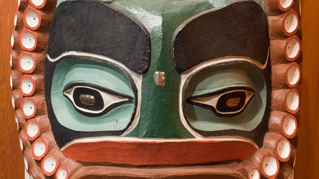 Carved totem pole