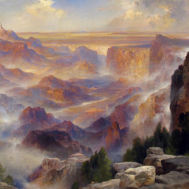 Painting of Grand Canyon Scene at Eastern End of Canyon by Thomas Moran