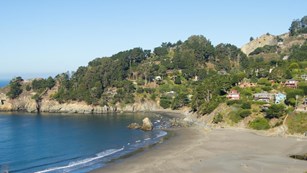 A scenic view of Muir Beach from the Coastal Trail