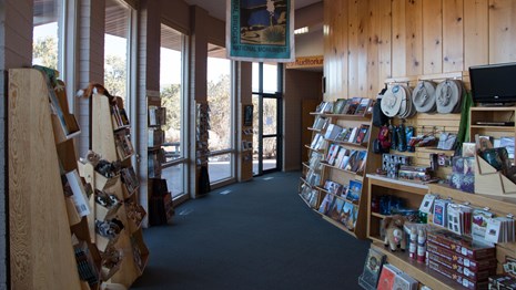 a bookstore in a visitor center
