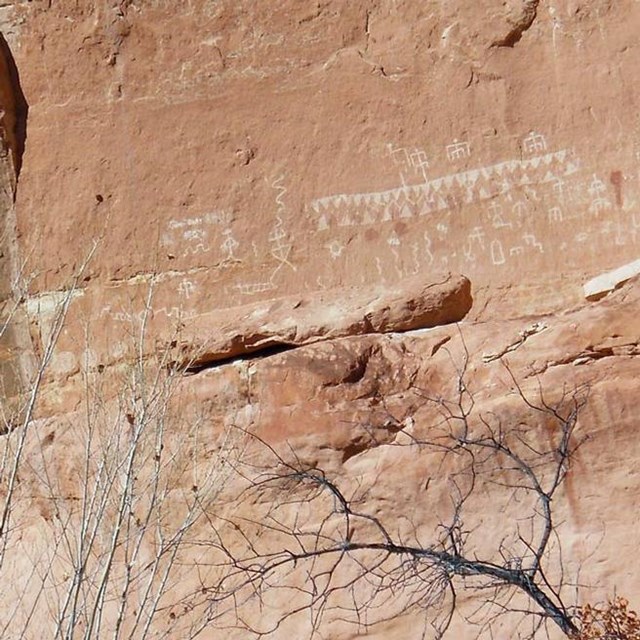 petroglyphs on canyon wall