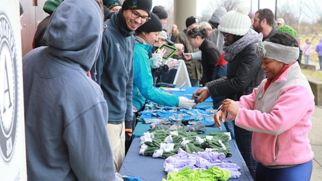 Volunteers donating their time during a cleanup 