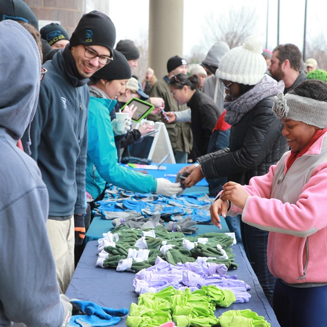 Volunteers donating their time during a cleanup 