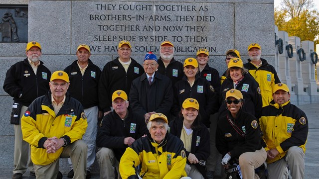 Group of volunteers at the World War II Memorial