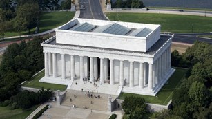 Aerial view of the Lincoln Memorial