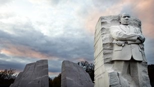 The "stone of hope" carving of Martin Luther King