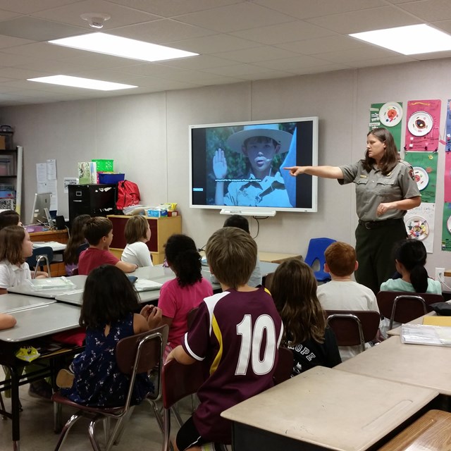 Ranger leading Education Program in a classroom