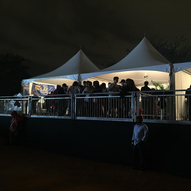 Large event tent at night