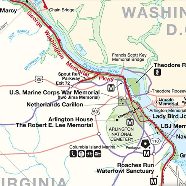 Section of a map of George Washington Memorial Parkway