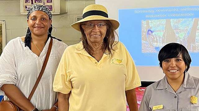 The Park Science Summer 2023 cover image featuring an image of three smiling women of color