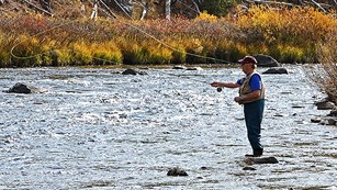 Fishing at Gardner River in Yellowstone National Park
