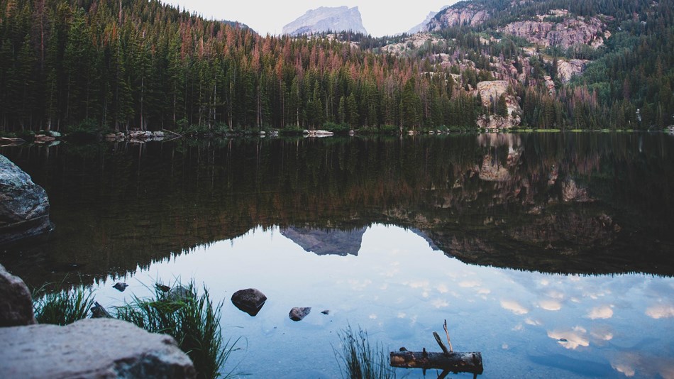 clouds reflecting on a lake