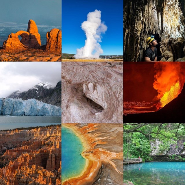 a collage of geological features
