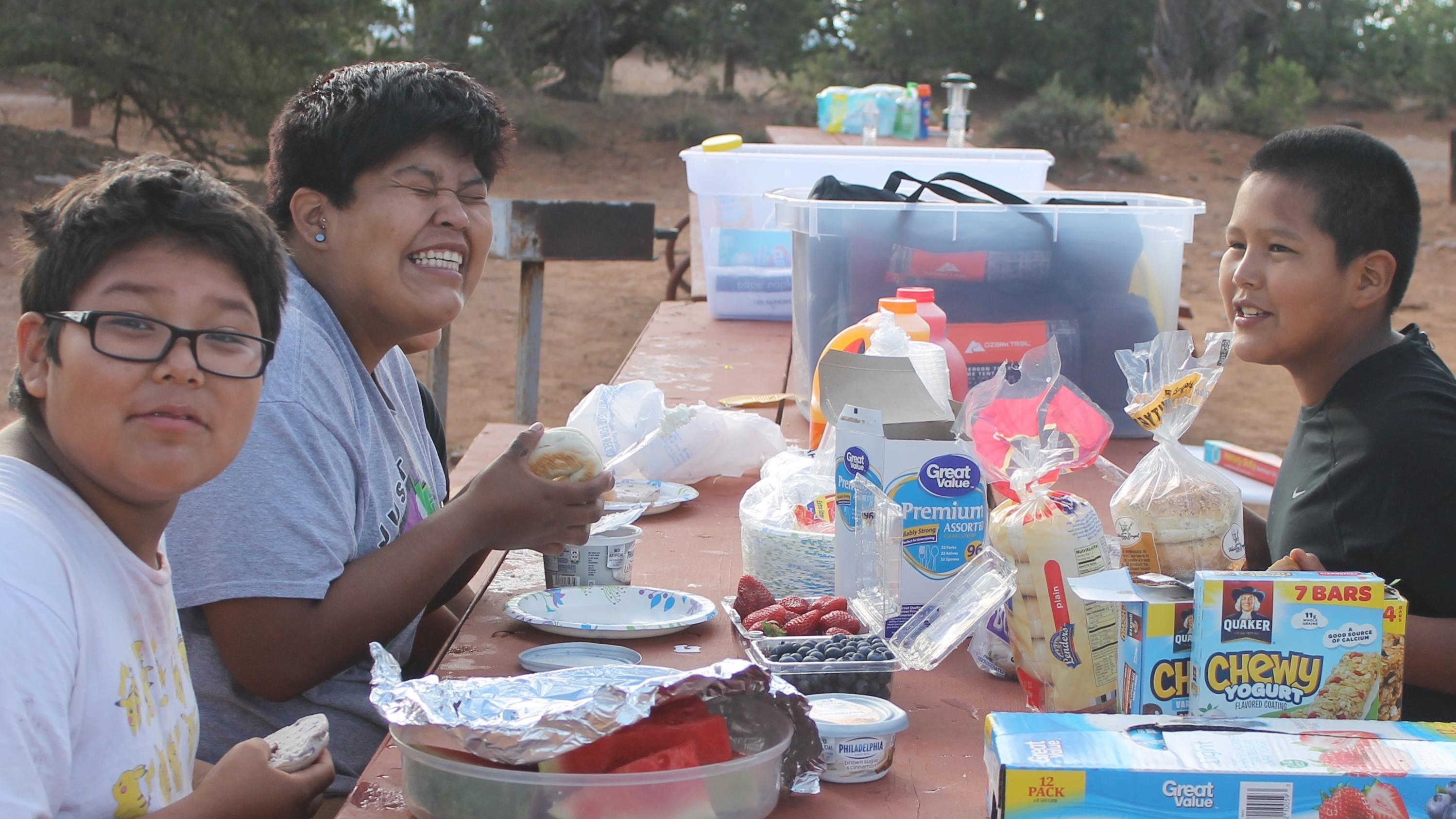Campers enjoy a picnic at Canyon View Campground