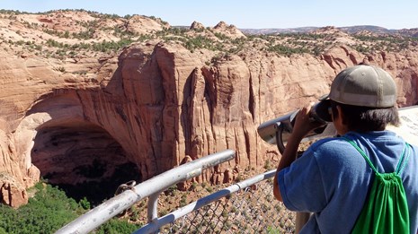 A visitor at the Sandal Trail Overlook