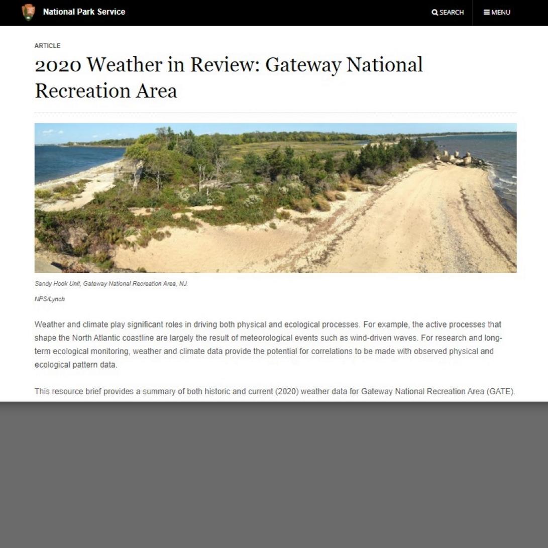 Screenshot of Gateway weather review web page