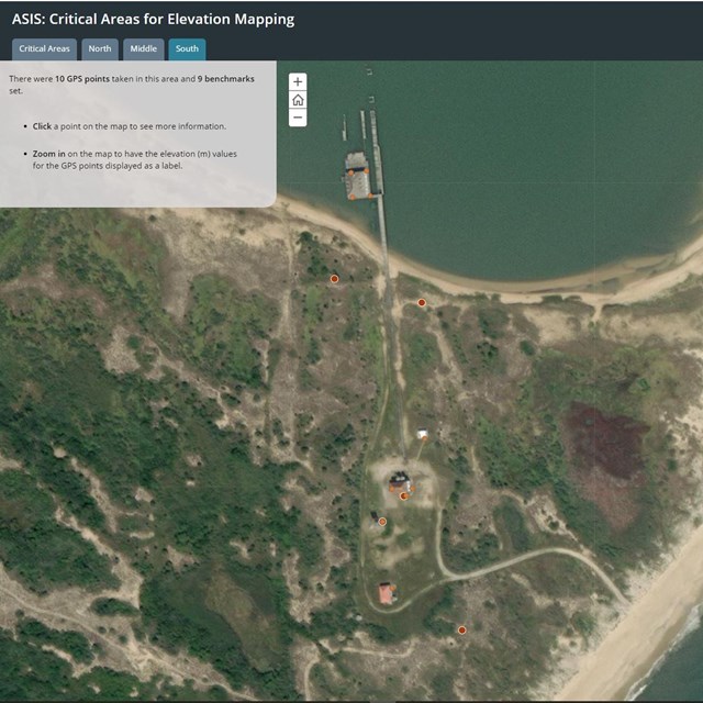 Priority elevation collection areas identified for high level GPS collection at Assateague Island Na