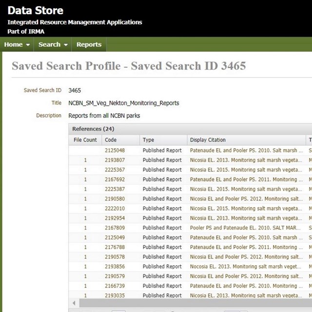 Screenshot of reports list
