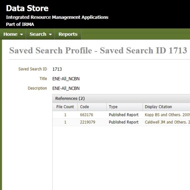 Screenshot of seagrass monitoring reports list