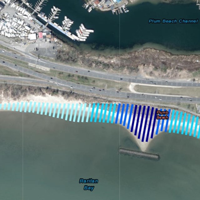 Screenshot of ocean shoreline map with data points 