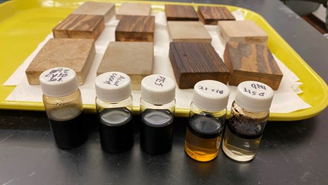 Wood samples with Solvents