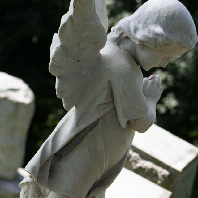 Stone carving of an angel